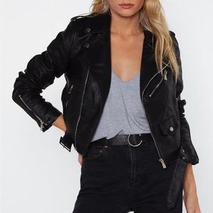 Black Leather Moto Jacket
